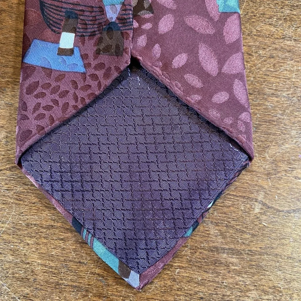 CHRISTIAN DIOR  Men Tie MONSIEUR Burgundy Pure Silk‎ Tie Italy VTG